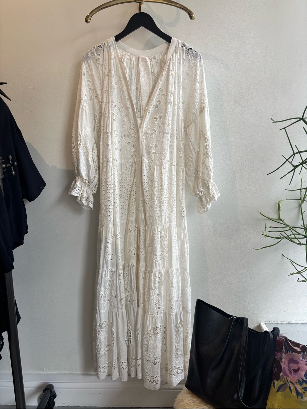 Bohemian White Eyelet Prairie Maxi Dress